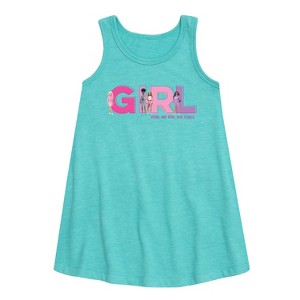 - Barbie - Girl Strong, Kind, Brave, Bold, and Fearless Graphic Sleeveless Aline Dress - 1 of 2