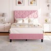 Homhougo Twin Size Platform Bed Frame with Upholstered Headboard and Wooden Slats Support Upholstered Mattress Foundation/No Box Spring - 2 of 4