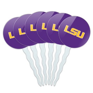 Louisiana State University Primary Logo Cupcake Picks Toppers Decoration Set of 6 - 1 of 4