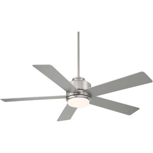 Casa Vieja 52" Grand Palm Modern Indoor Outdoor Ceiling Fan 5 Blade LED Light Remote Control Brushed Nickel Finish Bedroom Patio Damp Rated Decorative - 1 of 4