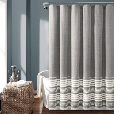 Lush Decor Chenille Chevron Shower Curtain - Light Gray