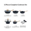 SKONYON Premium 12-Piece 3-Layer Nonstick Die-Cast Cookware Set with Glass Lids and Wood-Handle - 2 of 4