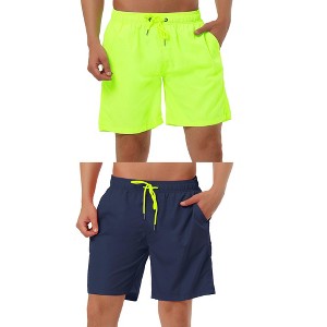 Lars Amadeus Men's Solid Color Drawstring Swimming Pool Beach Board Shorts 2 Packs - 1 of 4