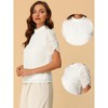 Allegra K Women's Elegant Swiss Dots Puff Short Sleeves Stand Collar Chiffon Blouse - 2 of 4