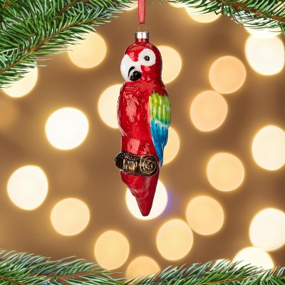 Colorful Glass Parrot Christmas Ornament Set, 2 Pieces