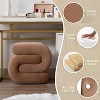 Upholstered Ottoman S-shape Makeup Vanity Stool Footstool, Velvet/Teddy - ModernLuxe - 4 of 4