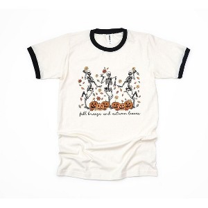 Simply Sage Market Women's Fall Breeze Skeletons Short Sleeve Ringer Tee - 1 of 4