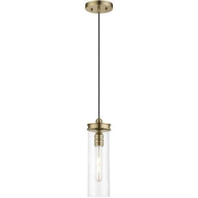 Antique Brass Mini Pendant with Clear Glass Shade