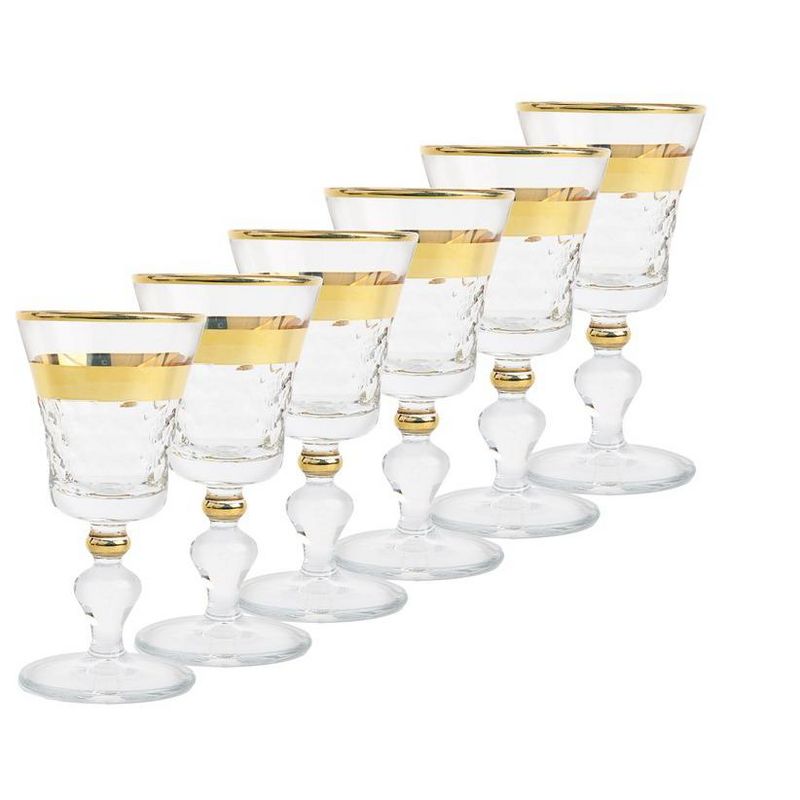 Classic Touch Set of 6 Liquor Glasses with Gold and Crystal Detail, 3 of 4