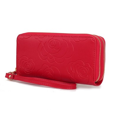 MKF Collection Ellie Genuine Leather Flower-Embossed Women’s Wristlet Wallet by Mia K