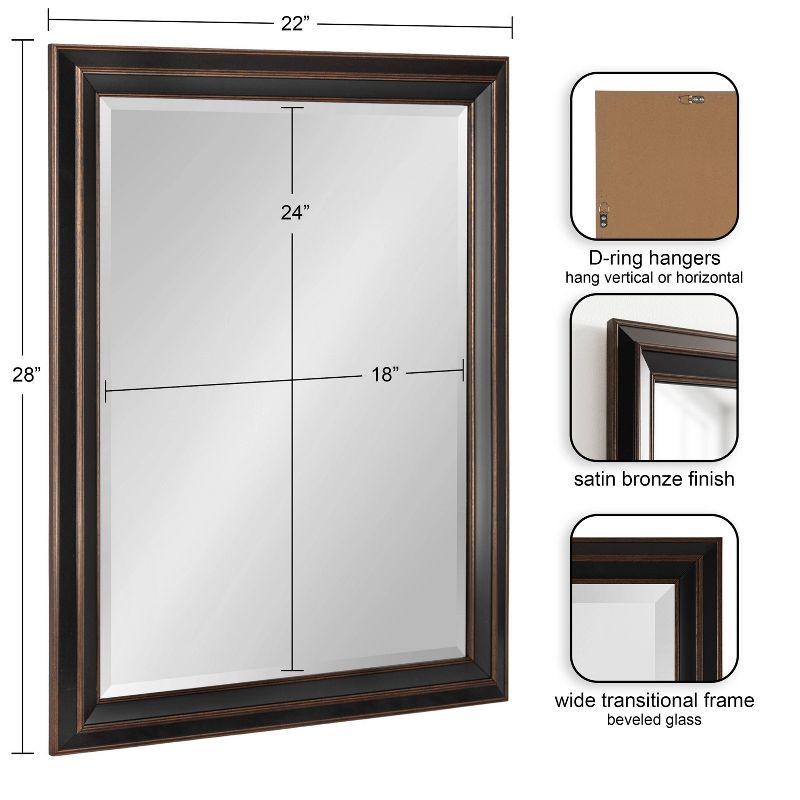22"x28" Whitley Framed Rectangle Wall Mirror - Kate & Laurel All Things Decor, 3 of 10
