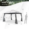 Costway 10x12 FT 2-Tier Patio Gazebo Canopy Netting Heavy-Duty Metal Easy-Setup Outdoor - 3 of 4