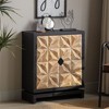 Bella Depot 3D Geometric Carved Double-Door Cabinet, Modern Decorative Furniture - 2 of 4