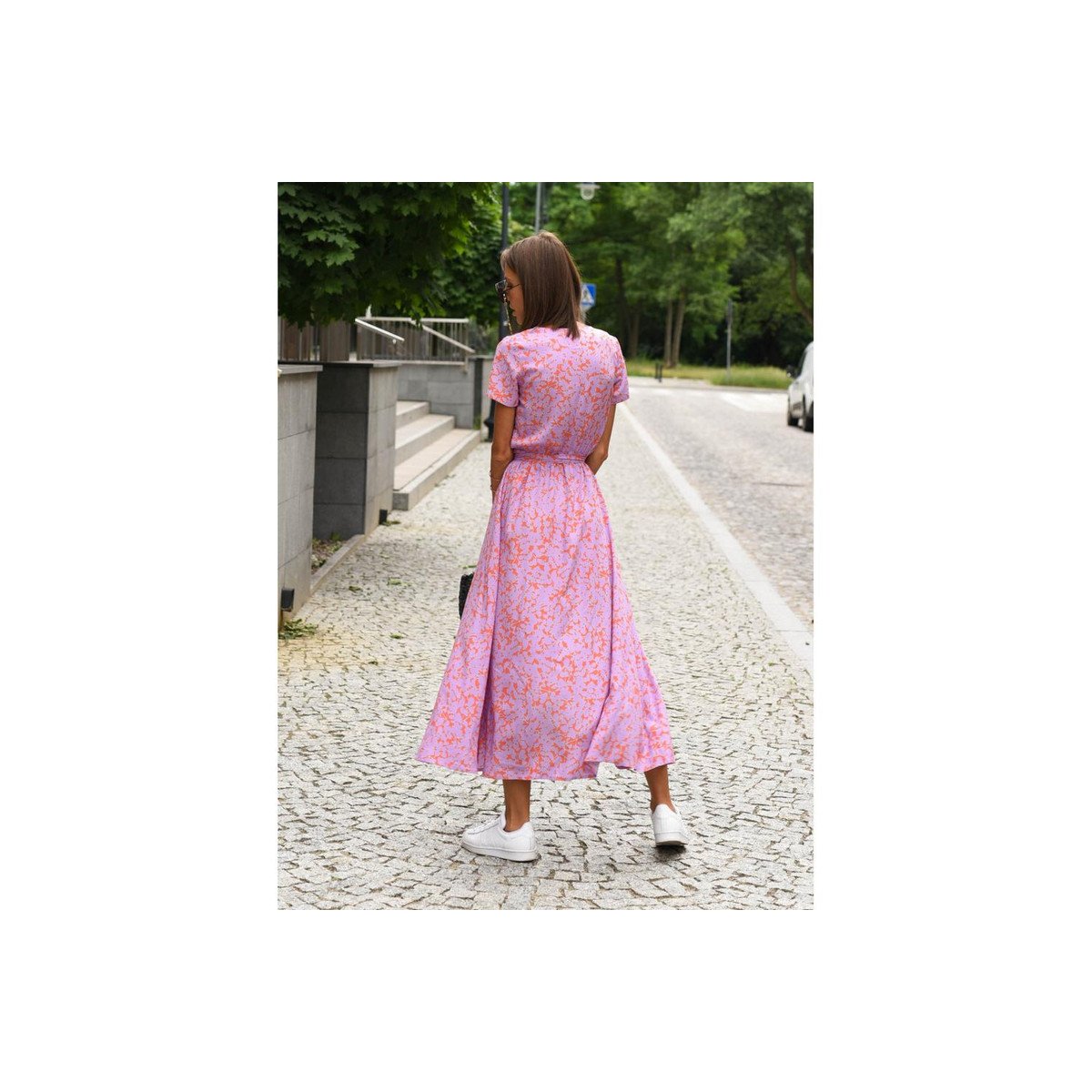 Женские платья Garvee Floral Wrap Beach Dress for Women Summer Maxi Dress with Tie Waist V Neck Slit Flowy Dress Polka Dress High Waist Beach Cover Up,Polka Dot,Pink-2 - L — фото 2