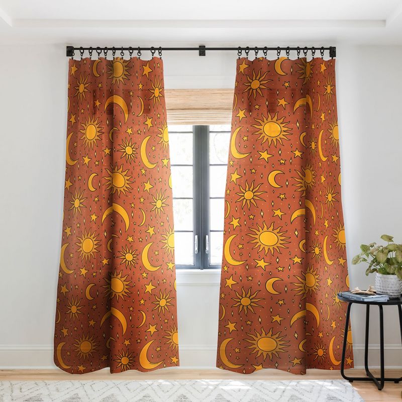 Doodle By Meg Vintage Star and Sun in Rust Single Panel Sheer Window Curtain - Society6, 1 of 7