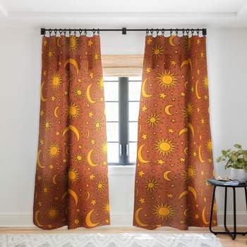 Doodle By Meg Vintage Star and Sun in Rust Single Panel Sheer Window Curtain - Society6