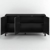 3-Door Sideboard with Swirl Patterned MDF Doors, Adjustable Shelves, Central Support Leg and Retro Metal Handles for Kitchen, or Dining Room - 2 of 4