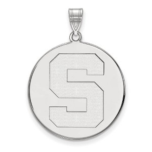 Black Bow Jewelry 14k White Gold Michigan State Spartans NCAA Extra Large Pendant - 1 of 3