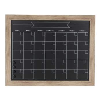 29" x 23" Beatrice Framed Magnetic Chalkboard Calendar Rustic Brown - DesignOvation