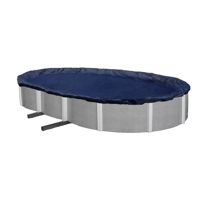 NEW Swimline 15x30 Oval Above Ground Leaf Cover + 3) Winter Closing Air Pillows, 1 of 7
