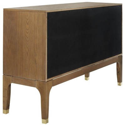 Rustic Oak 6-Drawer Transitional Dresser with Brass Hardware