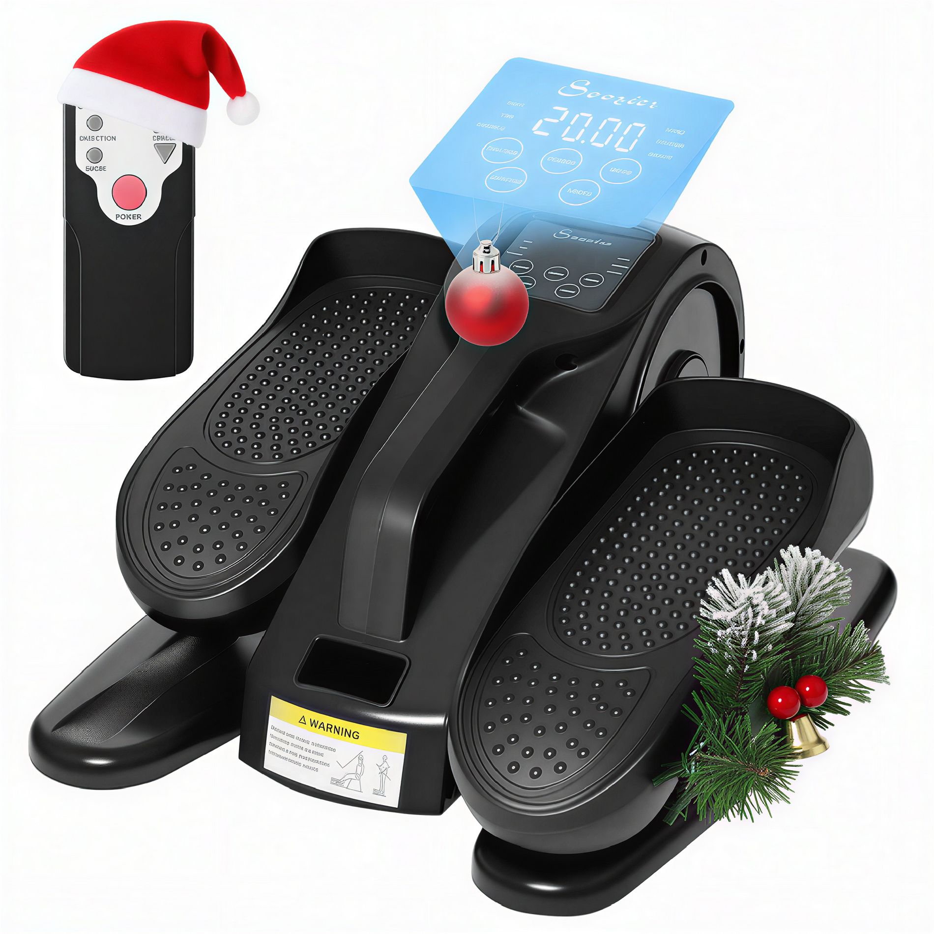 Soozier Powered Foot Pedal Exerciser, Seated Under Desk Bike Elliptical Machine, Mini Rehabilitation Bike w/ Adjustable Speed, Remote & LCD Display