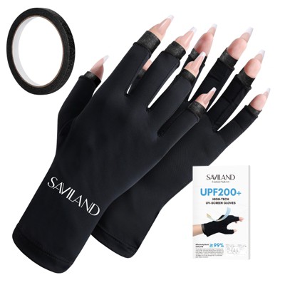 Saviland Pro 360° UV Defense System - UPF200+ Surgical Guard Gloves w/Tactical Tape for Lamp Safety & Cuticle Shield (Size: 1 Pair)