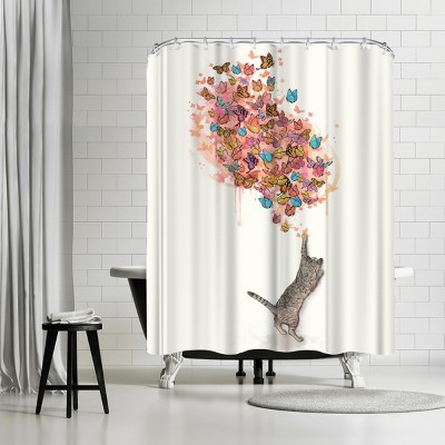 Americanflat Catching Butterflies by Laura Grave 71" x 74" Shower Curtain
