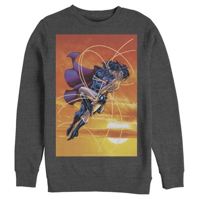 Men's Superman Wonder Woman Kiss Sweatshirt : Target