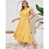 Coolmee Women's Plus Size Summer Boho Dress Ruffle Cap Sleeveless V Neck Long Beach Maxi Dress - 3 of 4
