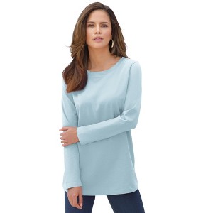 Roaman's Women's Plus Size Ultimate Long Sleeve Crewneck Tee - 1 of 4
