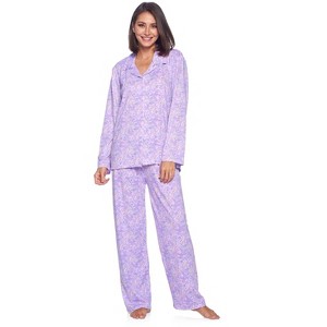 Casual Nights Women's Long Sleeve Rayon Button Down Pajama Set - 1 of 4