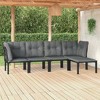 vidaXL 5 Piece Patio Lounge Set Black and Gray Poly Rattan - 2 of 4