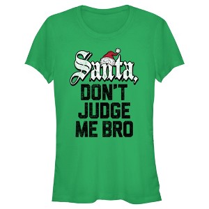 Juniors Womens Lost Gods Santa Don’t Judge Me T-Shirt - 1 of 4