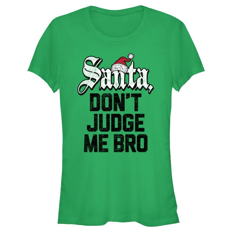 Juniors Womens Lost Gods Santa Don’t Judge Me T-Shirt, 1 of 5