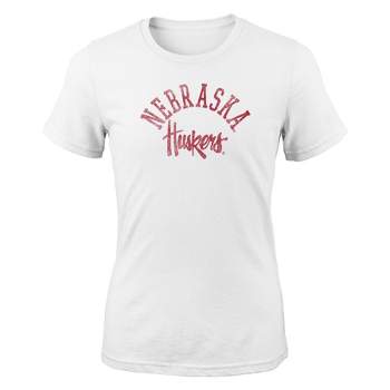 NCAA Nebraska Cornhuskers Girls' White Crew Neck T-Shirt