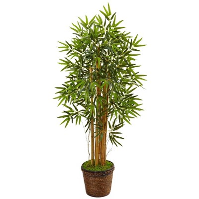 Nearly Natural 4.5’ Bamboo Tree in Coiled Rope Planter