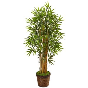 Nearly Natural 4.5’ Bamboo Tree in Coiled Rope Planter - 1 of 1