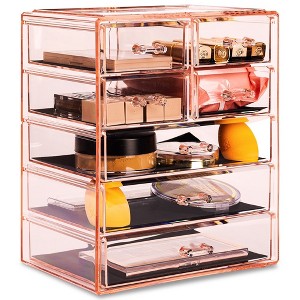 Sorbus Acrylic Makeup Organizer Case - Big Clear Makeup Organizer for Vanity, Bathroom, College Dorm, Closet, Desk - 1 of 4