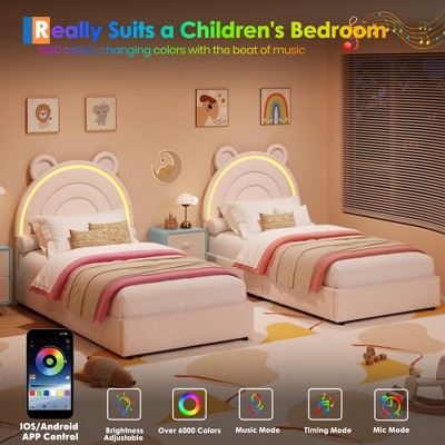 Advertising image showing two twin beds and color options