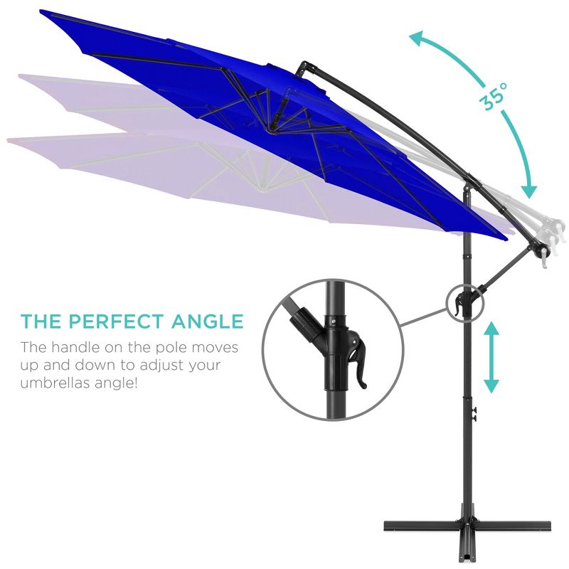 Best Choice Products 10ft Offset Hanging Outdoor Market Patio Umbrella w/ Easy Tilt Adjustment, 4 of 8