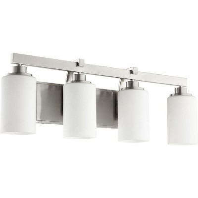 Quorum Lighting Lancaster Glass 4-Light Satin Nickel Vanity Fixture
