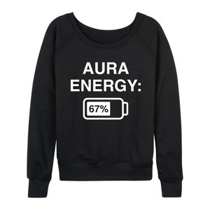 Women's - Instant Message - Aura Energy 67 Lightweight French Terry Wide Neck Long Sleeve Graphic Shirt - 1 of 4