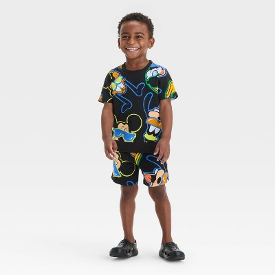 Toddler Boys' 2pc Disney Mickey and Friends Top & Shorts Set - Black