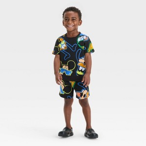 Toddler Boys' 2pc Disney Mickey and Friends Top & Shorts Set - Black - 1 of 4