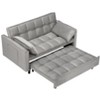 Racxily 3 in 1 Convertible Sleeper Sofa Bed, Velvet Futon Couch, Loveseat Lounge Sofas with Toss Pillows&Side Pockets, Adjustable Backrest, Gray - 4 of 4