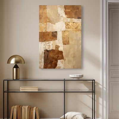 Layers of Earth Boho Abstract Beige and Brown Canvas Wall Art