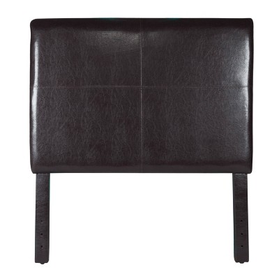 Twin Wooden Headboard with Faux Leather Upholstery Brown - Benzara