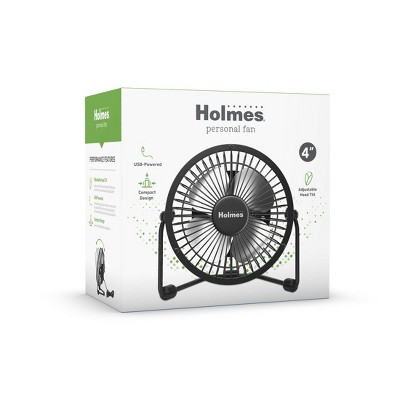 Holmes 4&#34; USB Powered Adjustable Head Personal Desk Fan Black_4