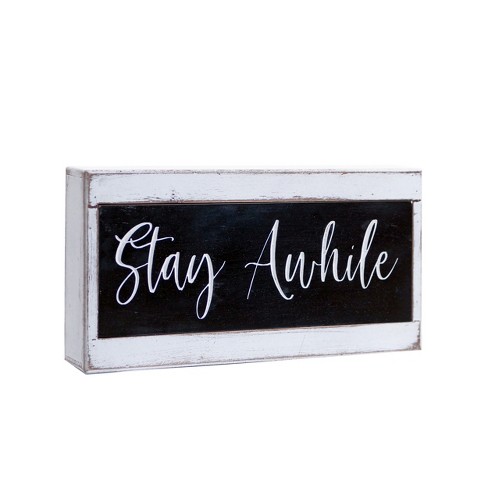 VIP Wood 12 in. Black Stay Awhile Sign - image 1 of 4